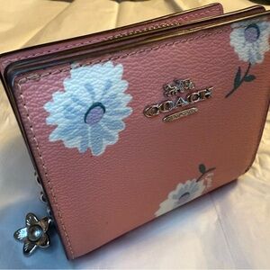 Coach original pink floral small coin Id cards wallet flower coach charm